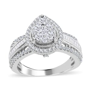10K White Gold Diamond Bridal Ring (Size 8.0) 5 Grams 1.00 ctw