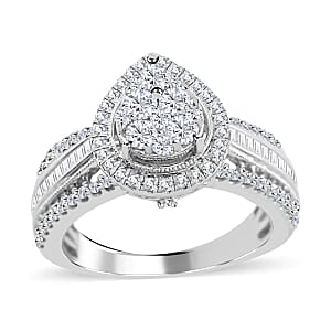 10K White Gold Diamond Bridal Ring (Size 9.0) 5 Grams 1.00 ctw