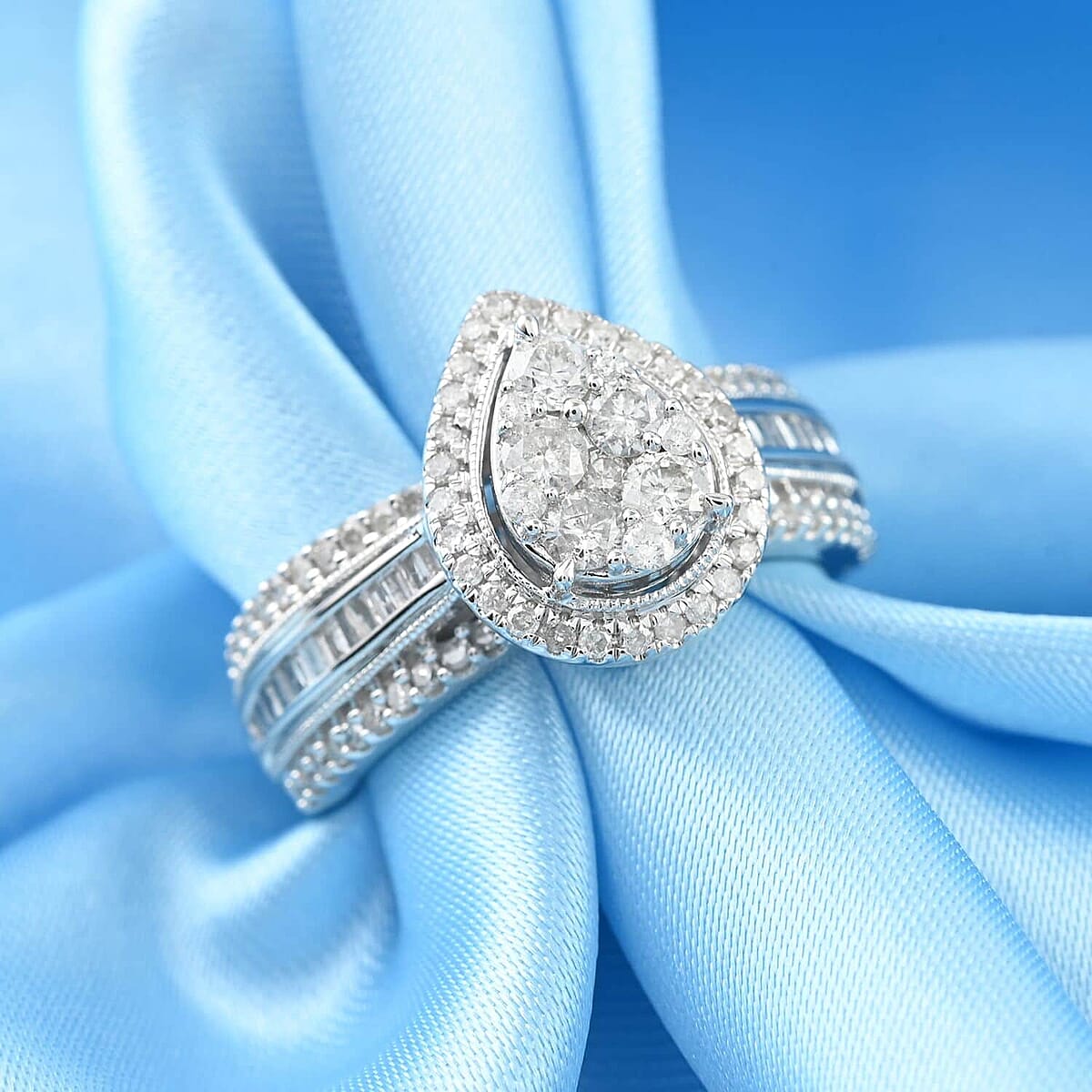 10K White Gold Diamond Bridal Ring (Size 9.0) 5 Grams 1.00 ctw image number 1