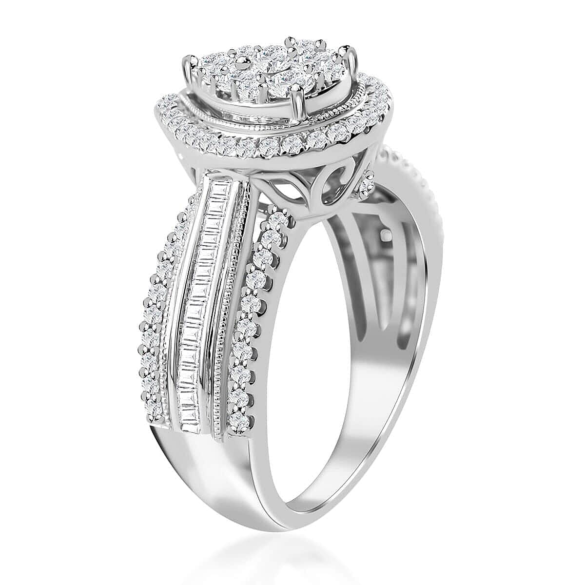 10K White Gold Diamond Bridal Ring (Size 9.0) 5 Grams 1.00 ctw image number 3