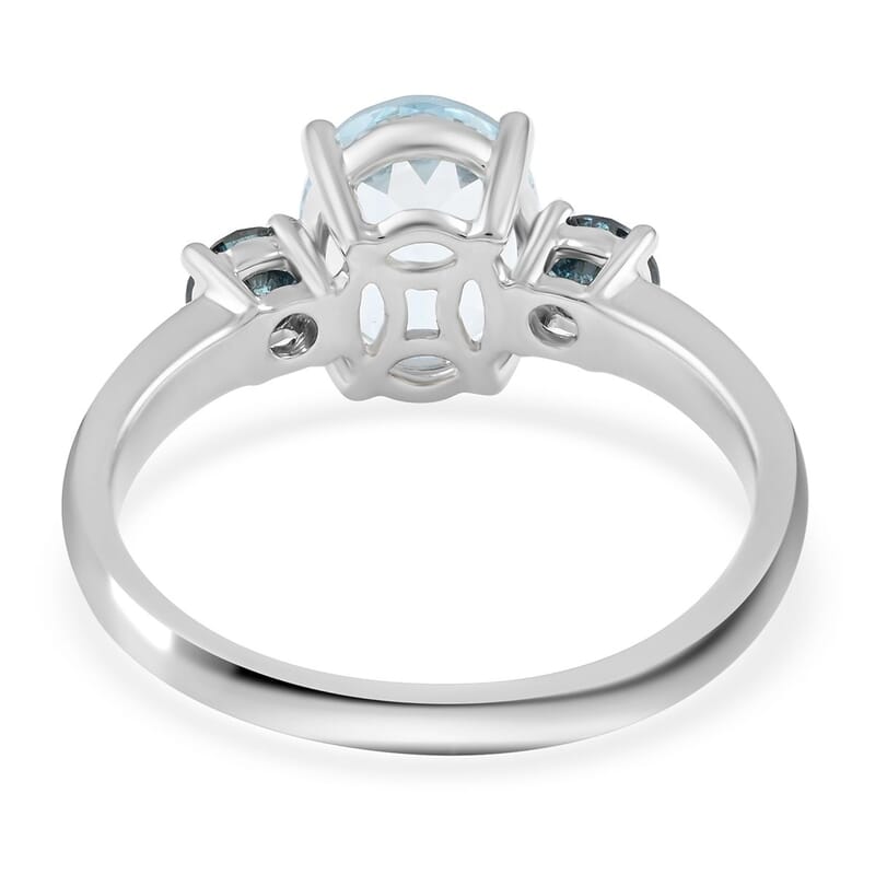 Mangoro Aquamarine and Blue Diamond 2.20 ctw Ring in 14K White Gold (Size 10.0)