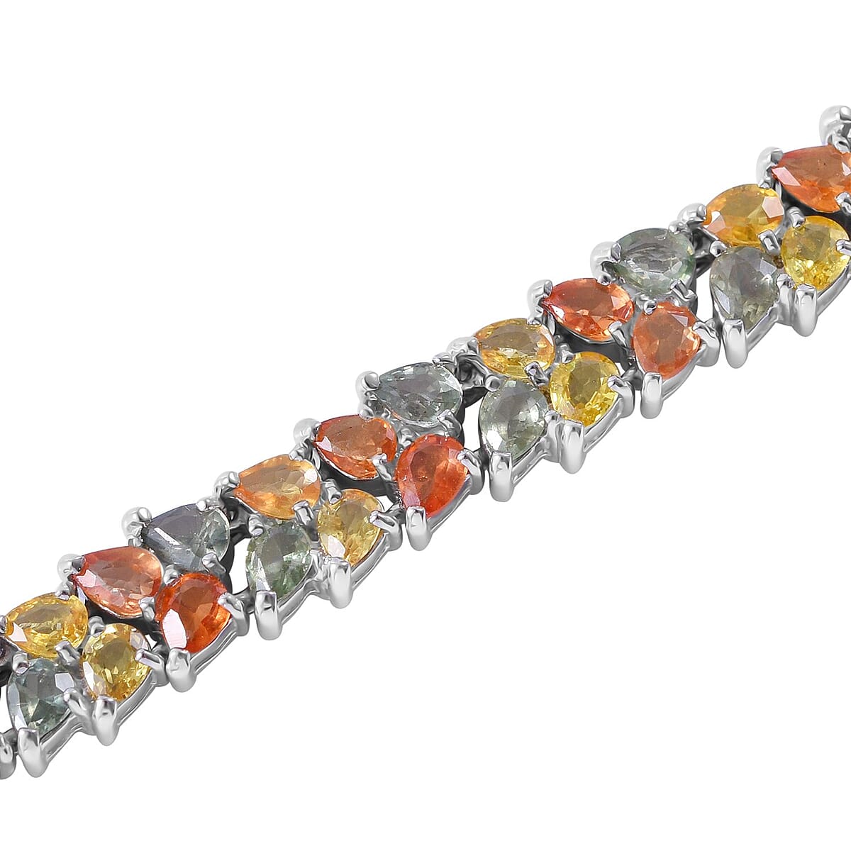Multi Sapphire and Thai Black Spinel Snake Double-Row Bracelet in Platinum Over Sterling Silver (7.25 In) 18.65 ctw image number 1
