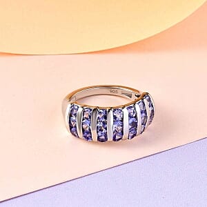 Tanzanite 2.13 ctw Ring in Platinum Over Sterling Silver (Size 6.5)