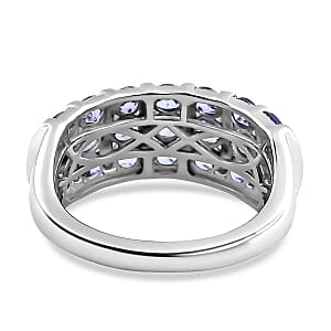 Tanzanite 2.13 ctw Ring in Platinum Over Sterling Silver (Size 6.5)