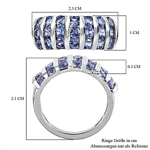 Tanzanite 2.13 ctw Ring in Platinum Over Sterling Silver (Size 6.5)