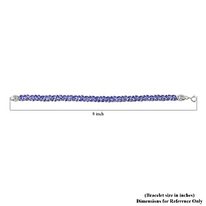 Tanzanite and Thai Black Spinel 12.20 ctw Snake Double-Row Bracelet in Platinum Over Sterling Silve (7.25 In) 