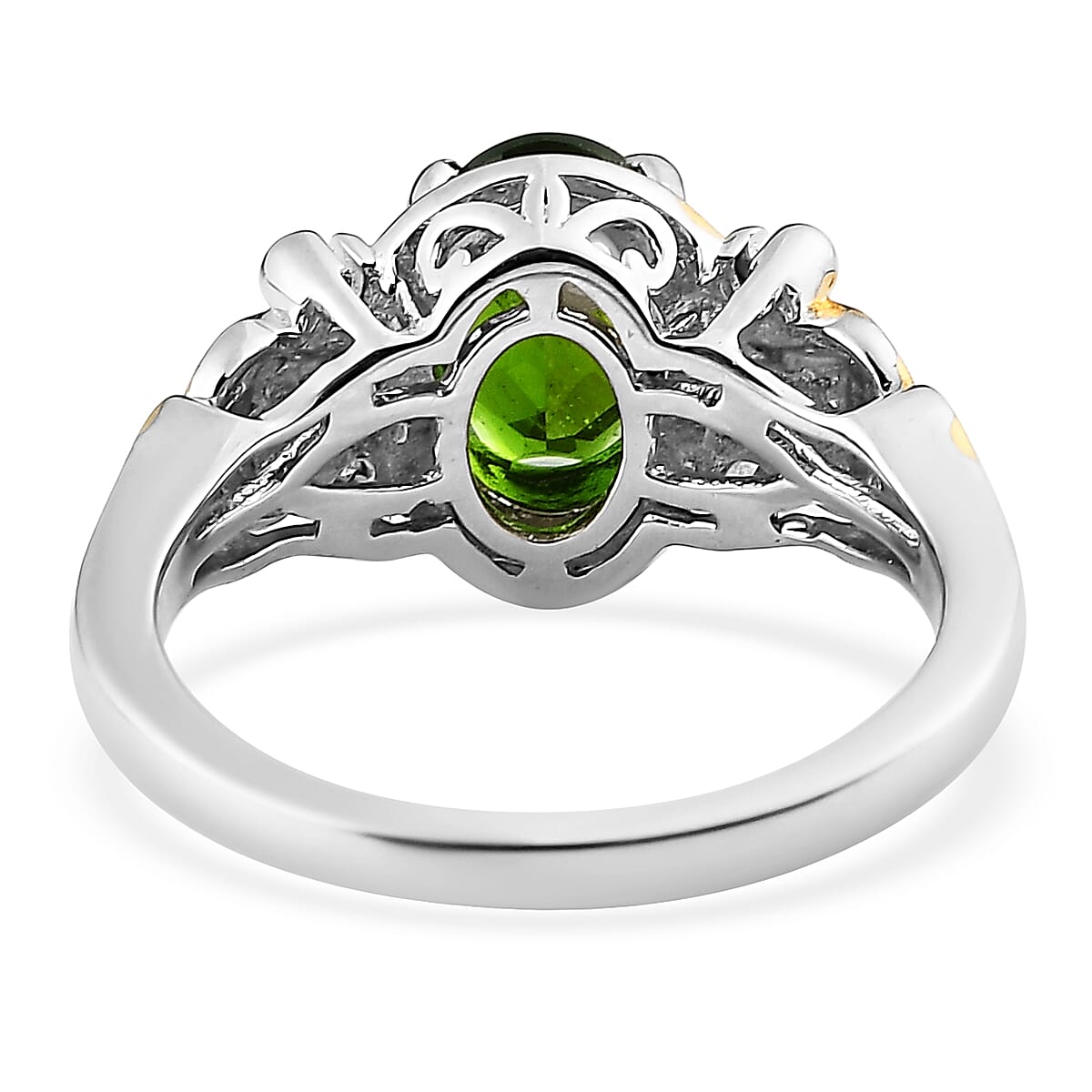 Chrome Diopside Ring in Vermeil YG and Platinum Over Sterling Silver 1.35 ctw image number 4