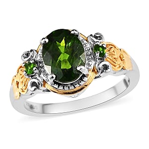 Chrome Diopside Ring in Vermeil YG and Platinum Over Sterling Silver (Size 7.0) 1.35 ctw