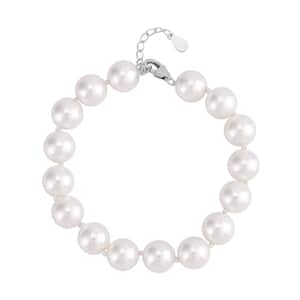 White Shell Pearl 9-11mm Bracelet in Rhodium Over Sterling Silver (7.5-8.5In)