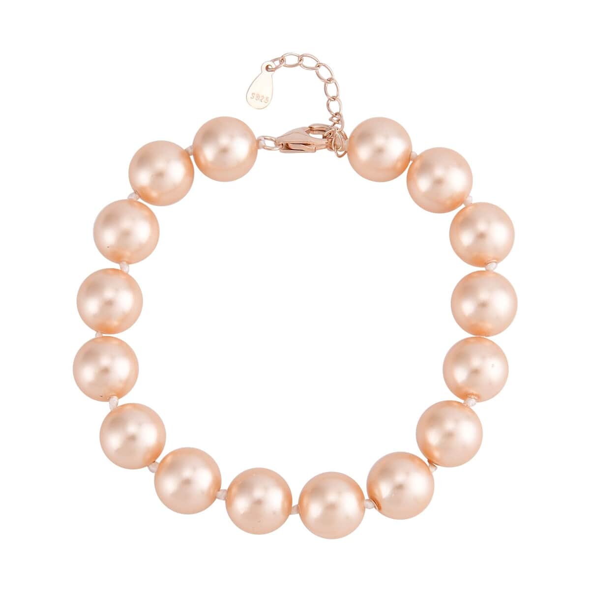 Peach Shell Pearl 9-11mm Bracelet in 14K RG Over Sterling Silver (7.5-8.5In) image number 0