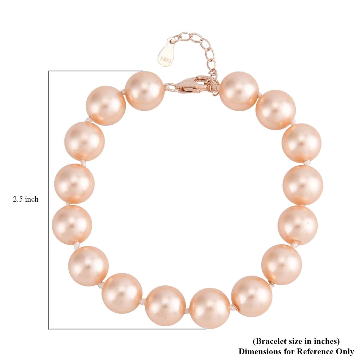 Peach Shell Pearl 9-11mm Bracelet in 14K RG Over Sterling Silver (7.5-8.5In) image number 2
