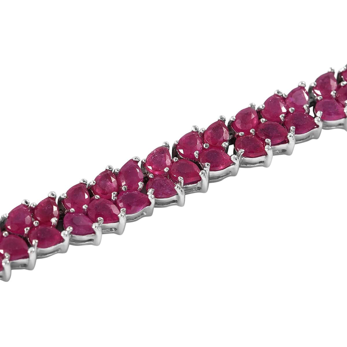 Niassa Ruby (FF) and Thai Black Spinel Snake Double-Row Bracelet in Platinum Over Sterling Silver (7.25 In) 17.90 ctw image number 1