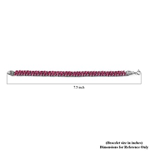 Niassa Ruby (FF) and Thai Black Spinel Snake Double-Row Bracelet in Platinum Over Sterling Silver (7.25 In) 17.90 ctw