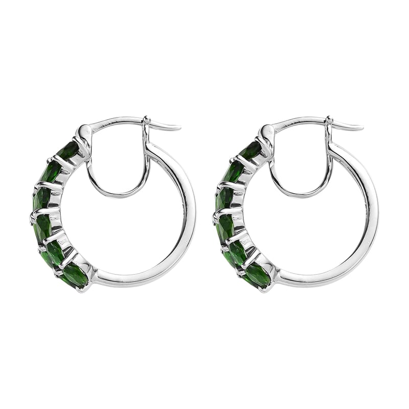 Chrome Diopside Hoop Earrings in Platinum Over Sterling Silver 6.85 ctw