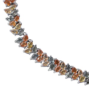 Multi Sapphire and Thai Black Spinel Snake Double-Row Necklace 18 Inches in Platinum Over Sterling Silver 53.85 ctw