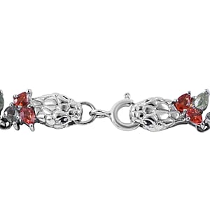 Multi Sapphire and Thai Black Spinel Snake Double-Row Necklace 18 Inches in Platinum Over Sterling Silver 53.85 ctw