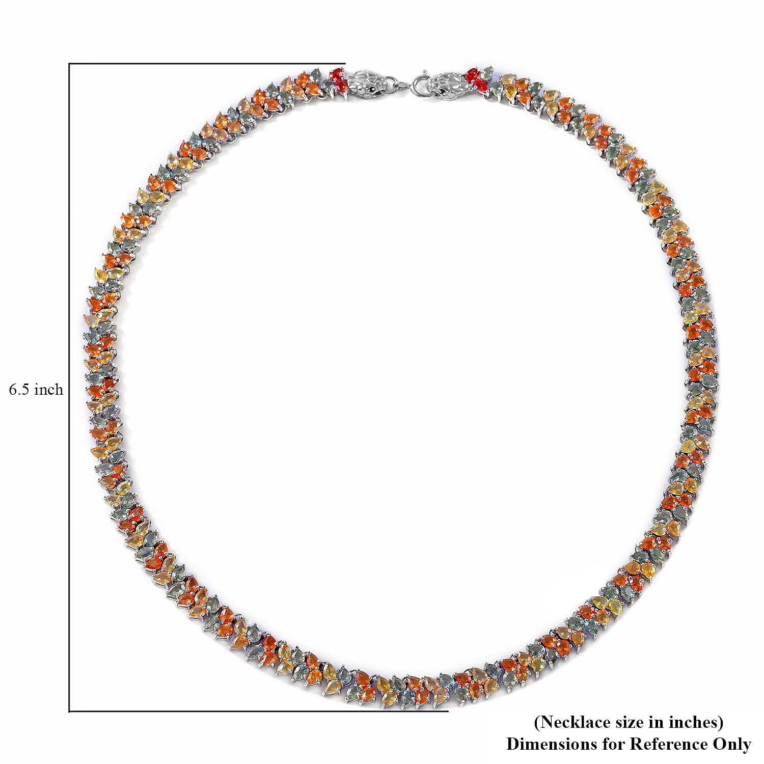 Multi Sapphire and Thai Black Spinel Snake Double-Row Necklace 18 Inches in Platinum Over Sterling Silver 53.85 ctw