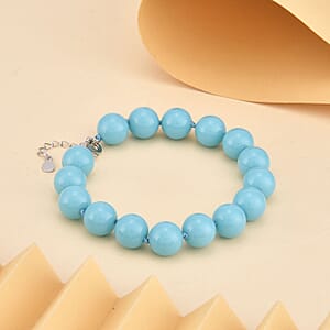 Sleeping Beauty Color Shell Pearl 9-11mm Bracelet in Rhodium Over Sterling Silver (7.5-8.5In)