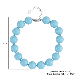 Sleeping Beauty Color Shell Pearl 9-11mm Bracelet in Rhodium Over Sterling Silver (7.5-8.5In)