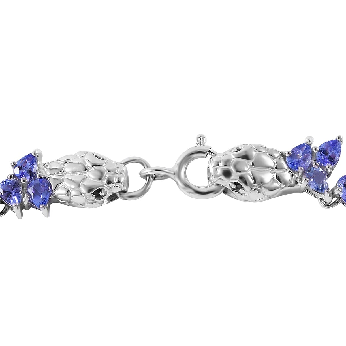 Tanzanite and Thai Black Spinel Snake Double-Row Necklace 18 Inches in Platinum Over Sterling Silver 32.75 ctw image number 3