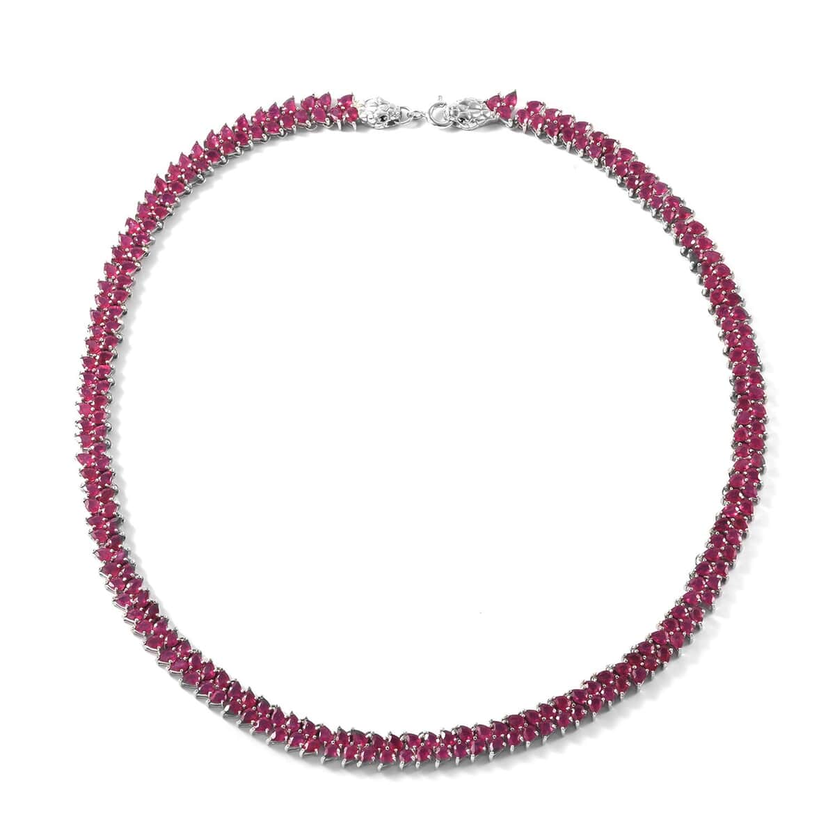 Niassa Ruby (FF) and Thai Black Spinel Snake Double-Row Necklace 18 Inches in Platinum Over Sterling Silver 53.85 ctw image number 0