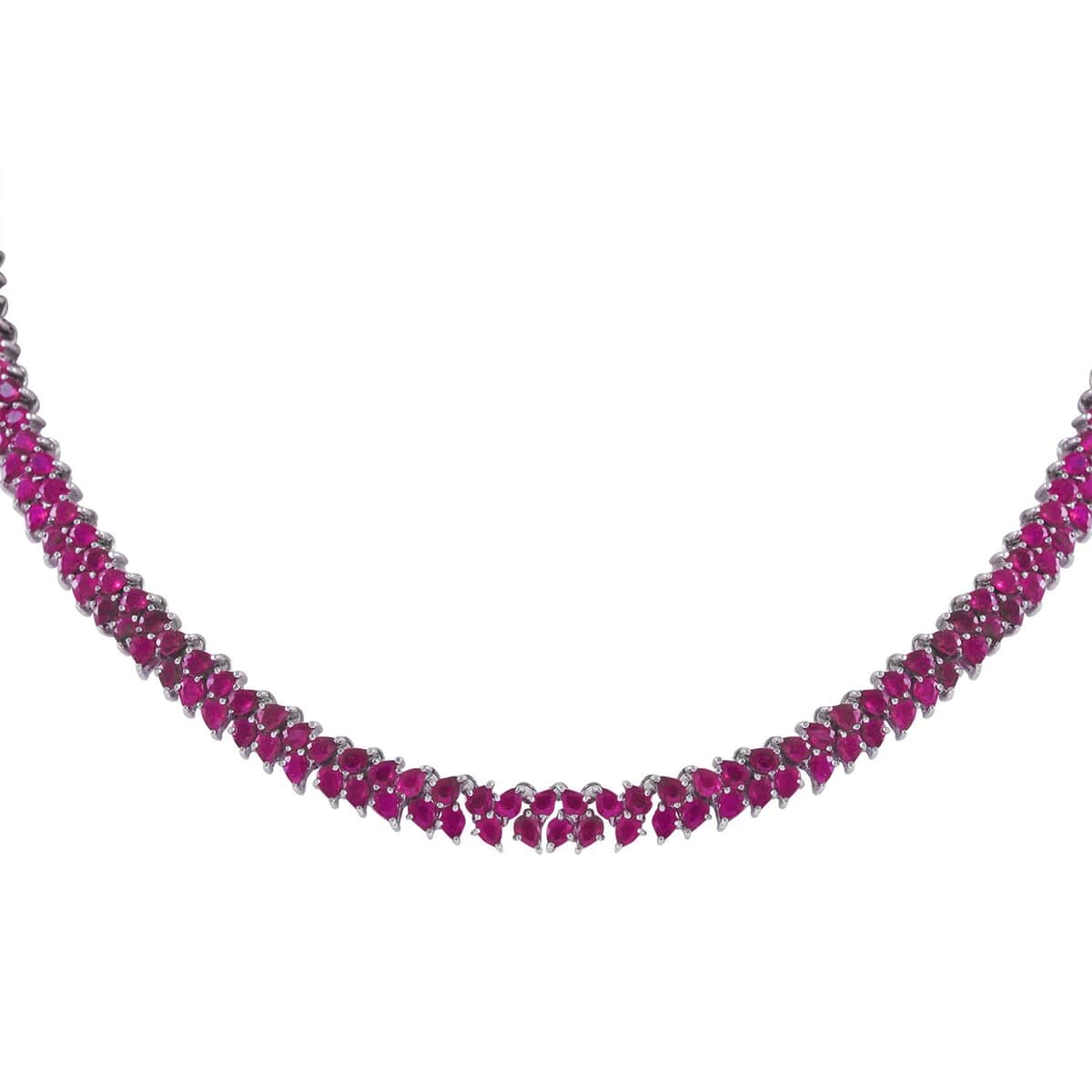 Niassa Ruby (FF) and Thai Black Spinel Snake Double-Row Necklace 18 Inches in Platinum Over Sterling Silver 53.85 ctw image number 2