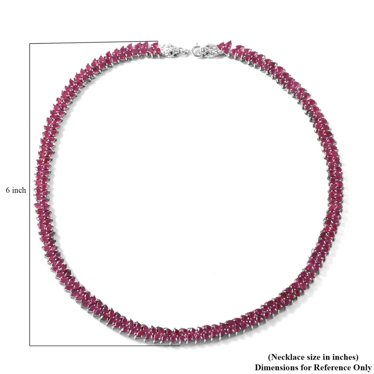 Niassa Ruby (FF) and Thai Black Spinel Snake Double-Row Necklace 18 Inches in Platinum Over Sterling Silver 53.85 ctw image number 5