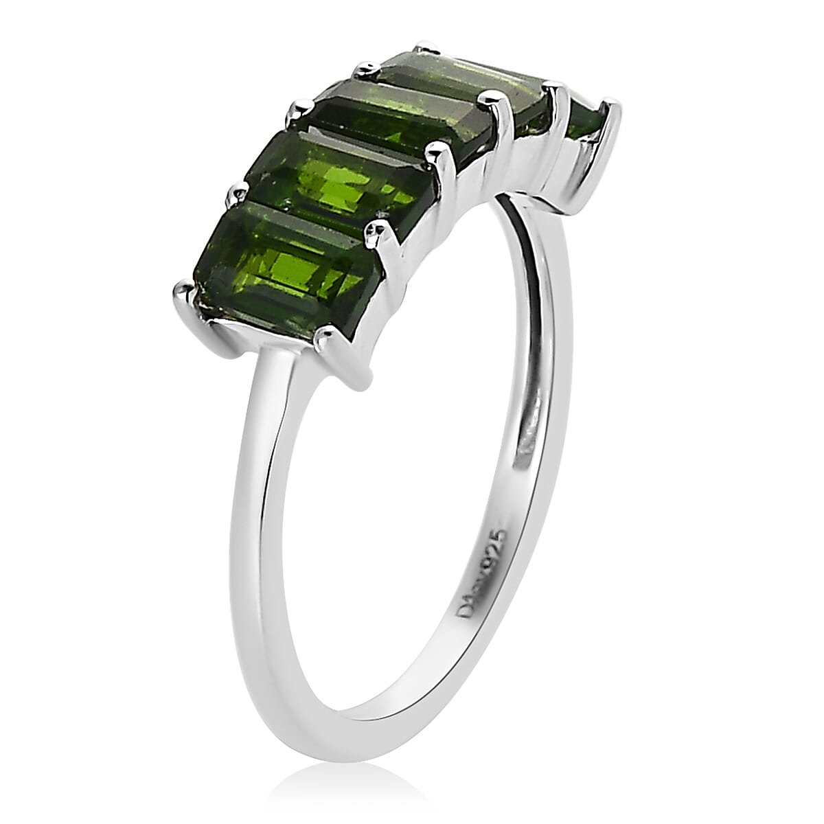 Chrome Diopside 5 Stone Ring in Platinum Over Sterling Silver (Size 10.0) 1.50 ctw image number 3