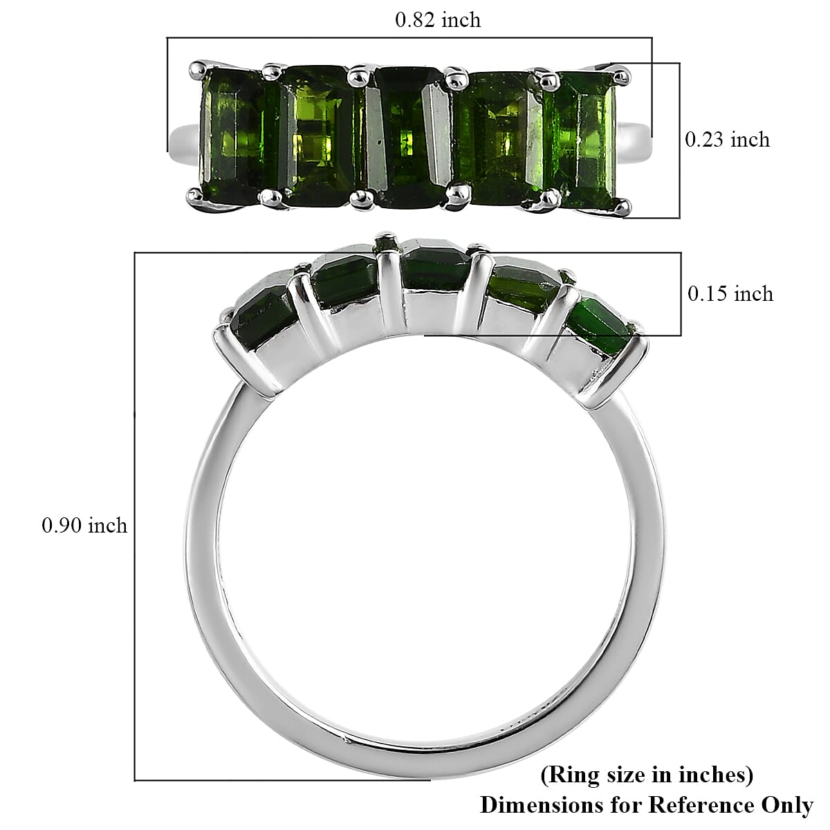 Chrome Diopside 5 Stone Ring in Platinum Over Sterling Silver (Size 10.0) 1.50 ctw image number 5