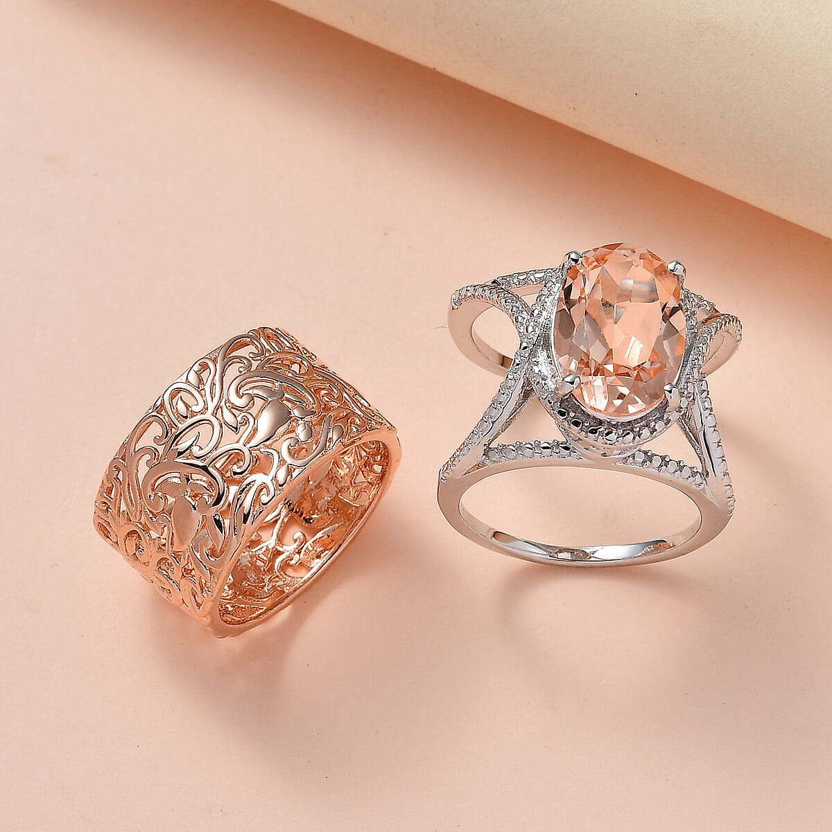 Karis Morganique Quartz (Triplet) Ring in 18K Rose Gold Plated and Platinum Bond 6.15 ctw image number 1