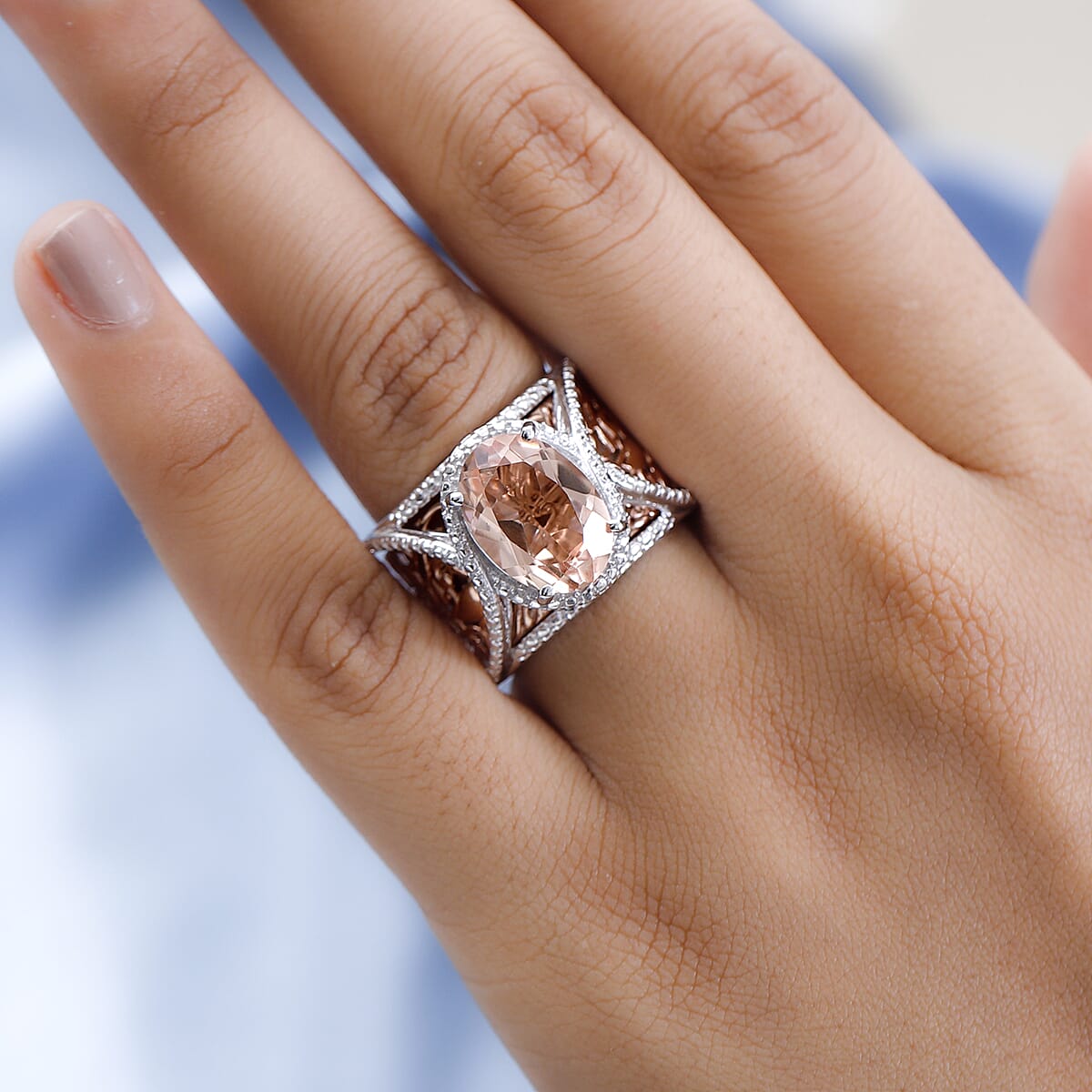 Karis Morganique Quartz (Triplet) Ring in 18K Rose Gold Plated and Platinum Bond 6.15 ctw image number 2