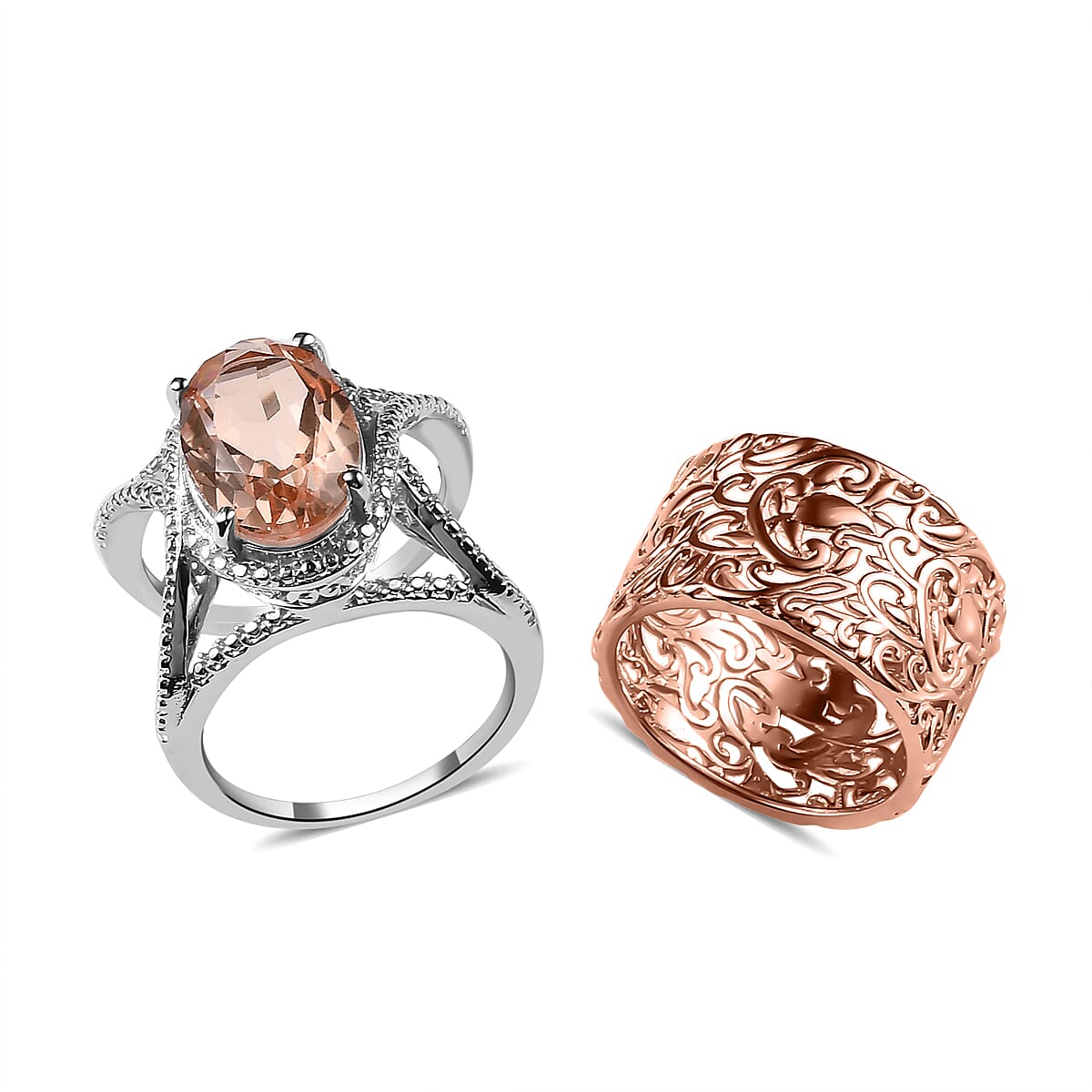 Karis Morganique Quartz (Triplet) Ring in 18K Rose Gold Plated and Platinum Bond 6.15 ctw image number 3