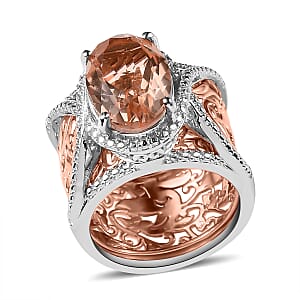 Karis Morganique Quartz (Triplet) Ring in 18K Rose Gold Plated and Platinum Bond (Size 9.0) 6.15 ctw