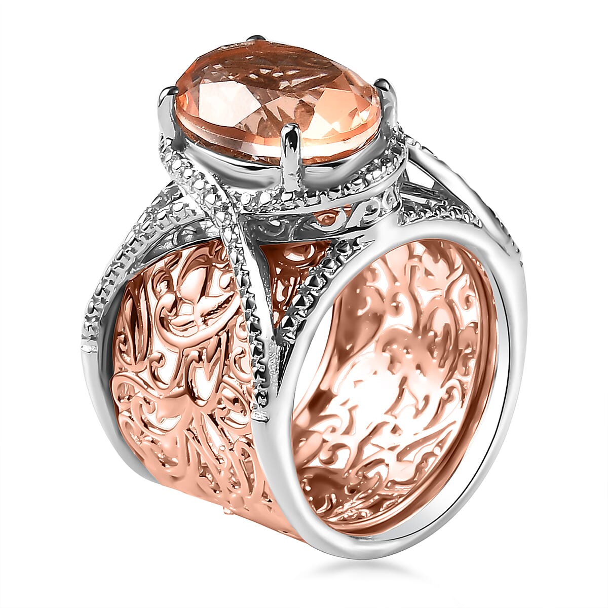 Karis Morganique Quartz (Triplet) Ring in 18K Rose Gold Plated and Platinum Bond (Size 9.0) 6.15 ctw image number 1