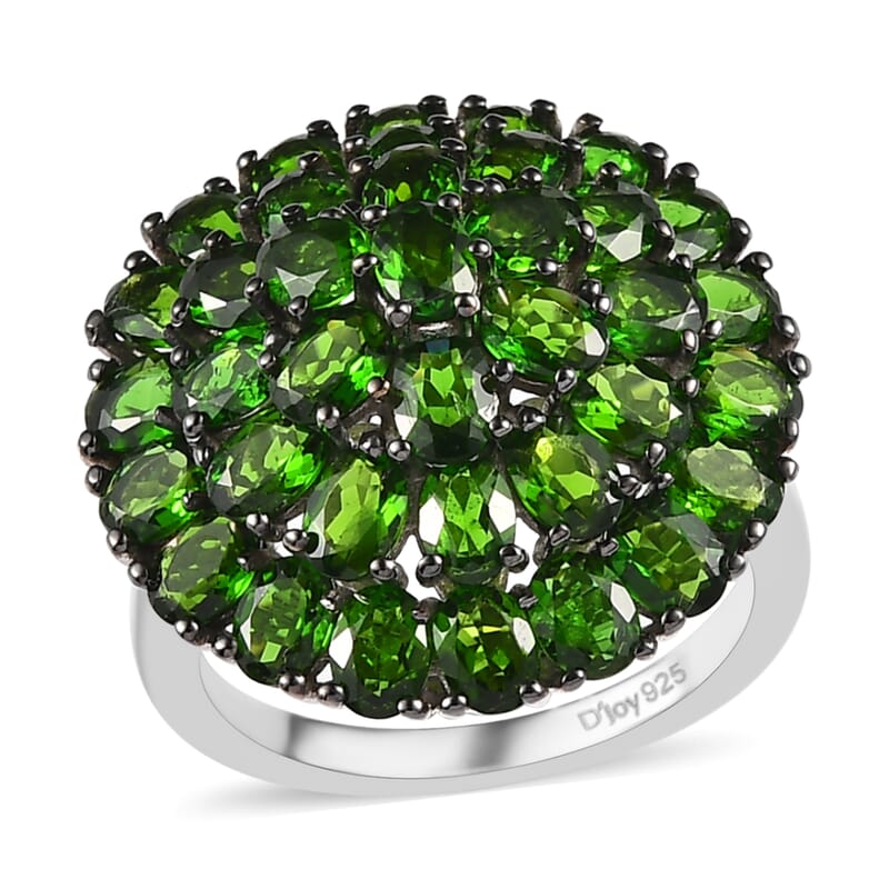 Chrome Diopside Floral Ring in Platinum Over Sterling Silver (Size 10.0) 7.25 ctw