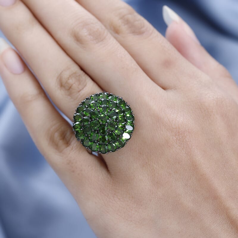 Chrome Diopside Floral Ring in Platinum Over Sterling Silver (Size 10.0) 7.25 ctw