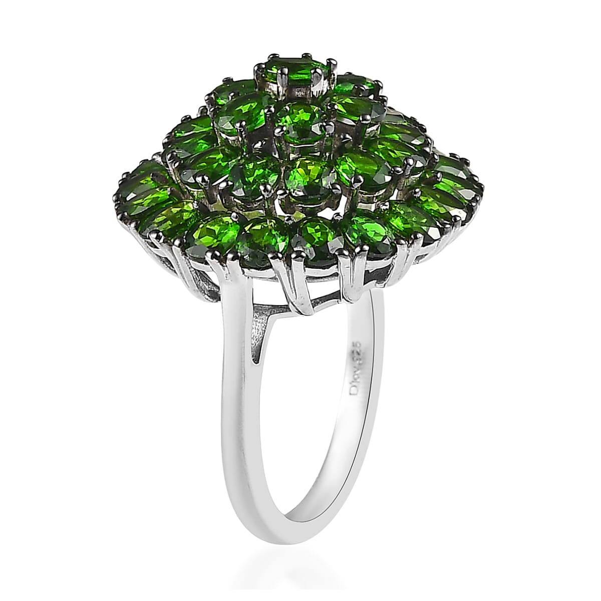 Chrome Diopside Floral Ring in Platinum Over Sterling Silver 7.25 ctw image number 3