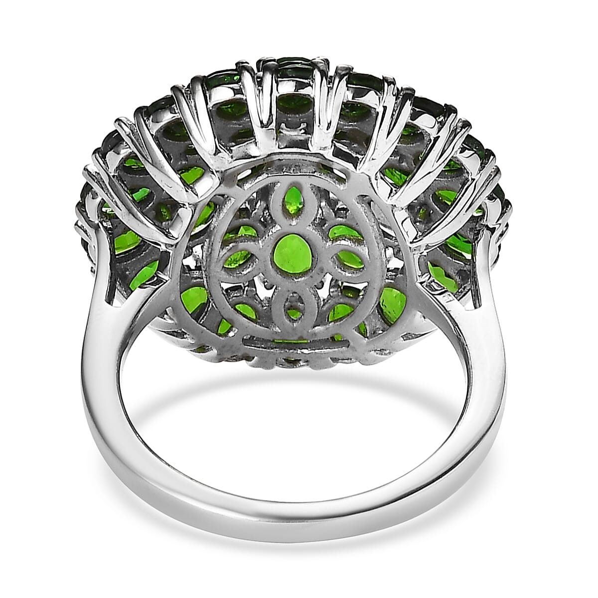Chrome Diopside Floral Ring in Platinum Over Sterling Silver (Size 10.0) 7.25 ctw