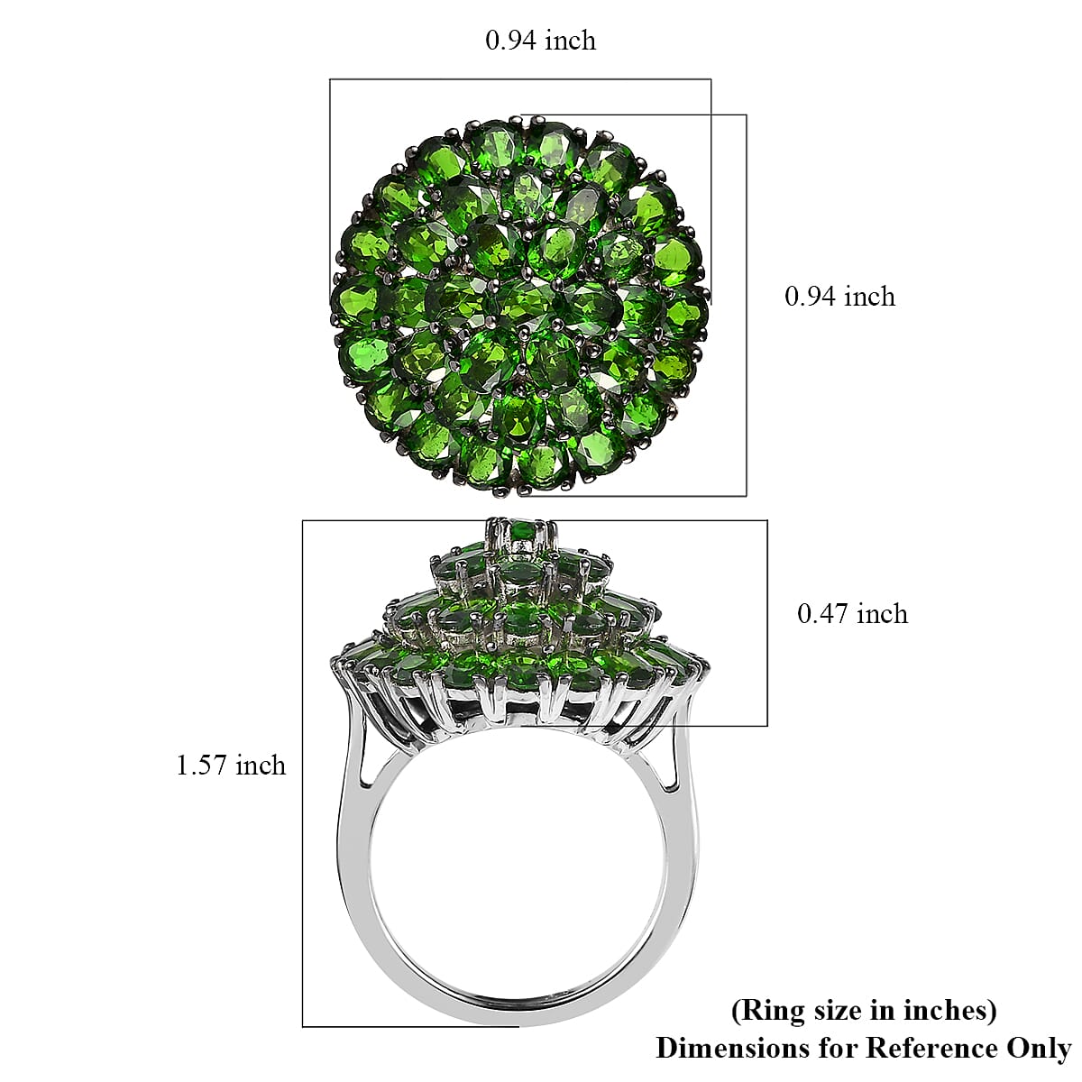 Chrome Diopside Floral Ring in Platinum Over Sterling Silver 7.25 ctw image number 5