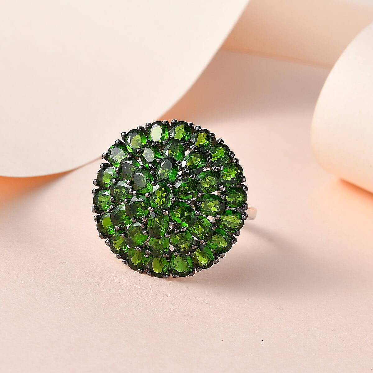 Chrome Diopside Floral Ring in Platinum Over Sterling Silver (Size 9.0) 7.25 ctw image number 1
