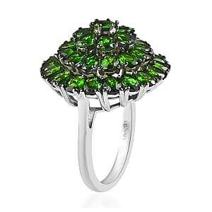 Chrome Diopside Floral Ring in Platinum Over Sterling Silver (Size 9.0) 7.25 ctw