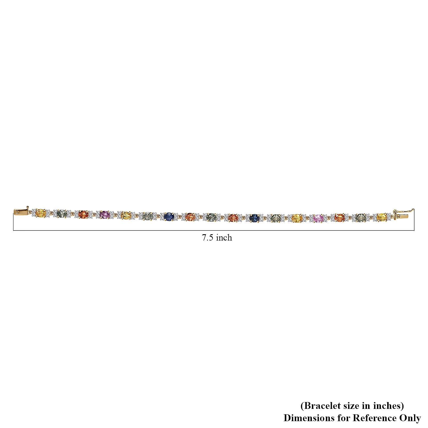 Luxoro 10K Yellow Gold Premium Multi Sapphire and Moissanite Bracelet (7.25 In) 4.60 Grams 9.10 ctw