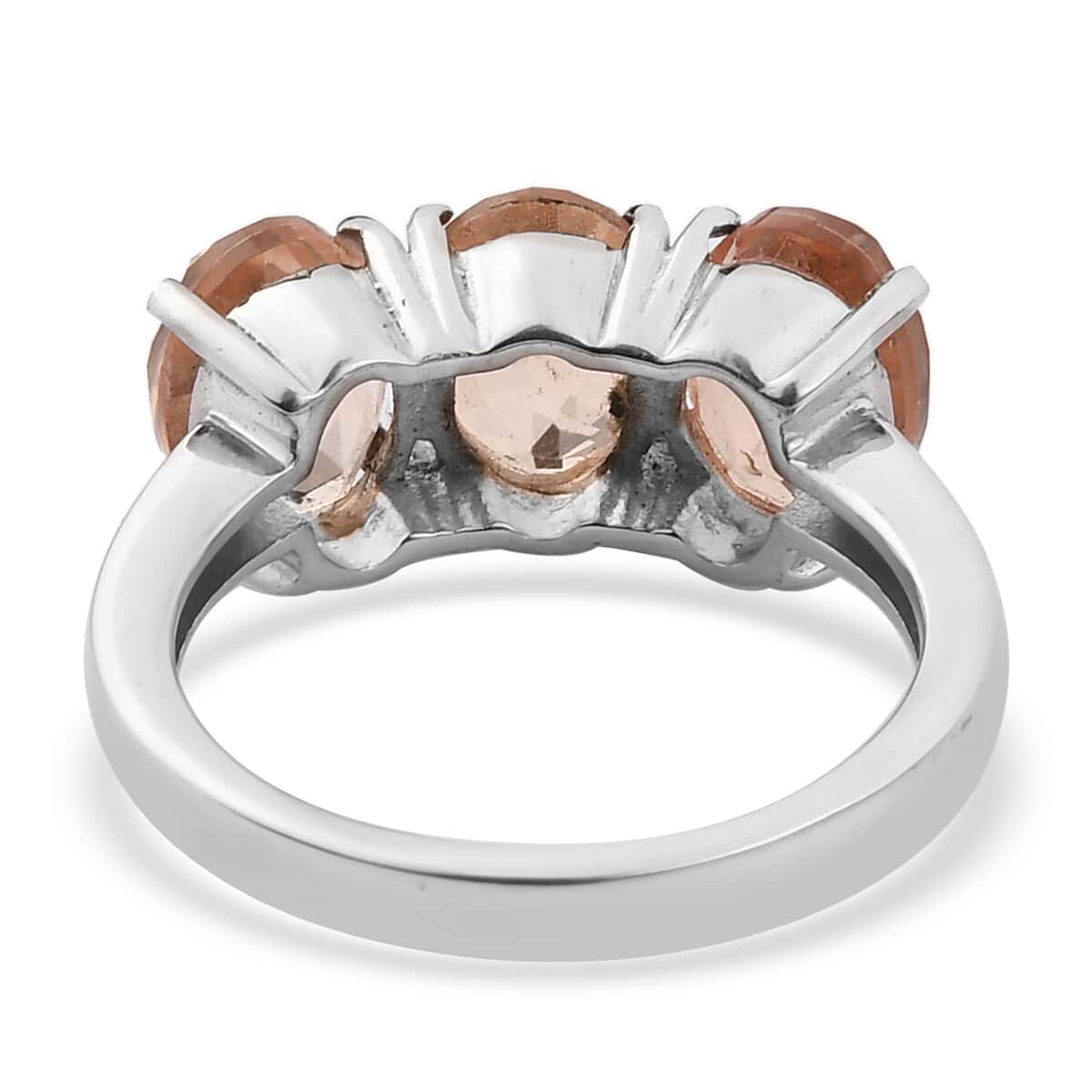 Morganique Quartz 3 Stone Ring in Stainless Steel 4.40 ctw image number 4