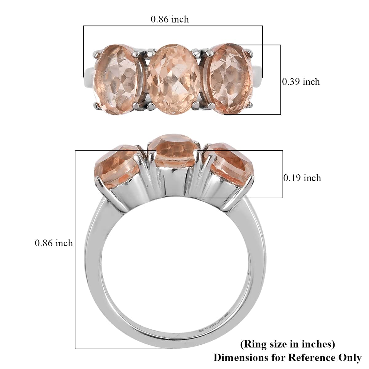 Morganique Quartz 3 Stone Ring in Stainless Steel 4.40 ctw image number 5