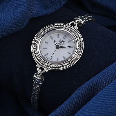 Bali Legacy EON 1962 Swiss Movement Sterling Silver Watch (7.50 in) (26mm) , Designer Bracelet Watch , Analog Luxury Wristwatch