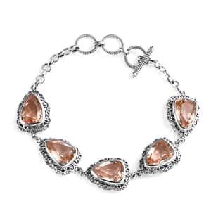 Artisan Crafted Morganique Quartz (Triplet) Toggle Clasp Bracelet in Sterling Silver (6.50-8.50In) 27.00 ctw