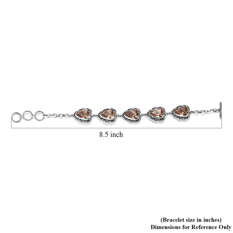 Artisan Crafted Morganique Quartz (Triplet) Toggle Clasp Bracelet in Sterling Silver (6.50-8.50In) 27.00 ctw