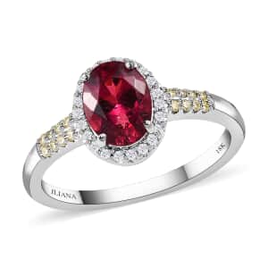 Iliana 18K White Gold AAA Ouro Fino Rubellite and S2 Natural Yellow and White Diamond Ring 5 Grams 1.40 ctw (Del. in 15-20 Days)