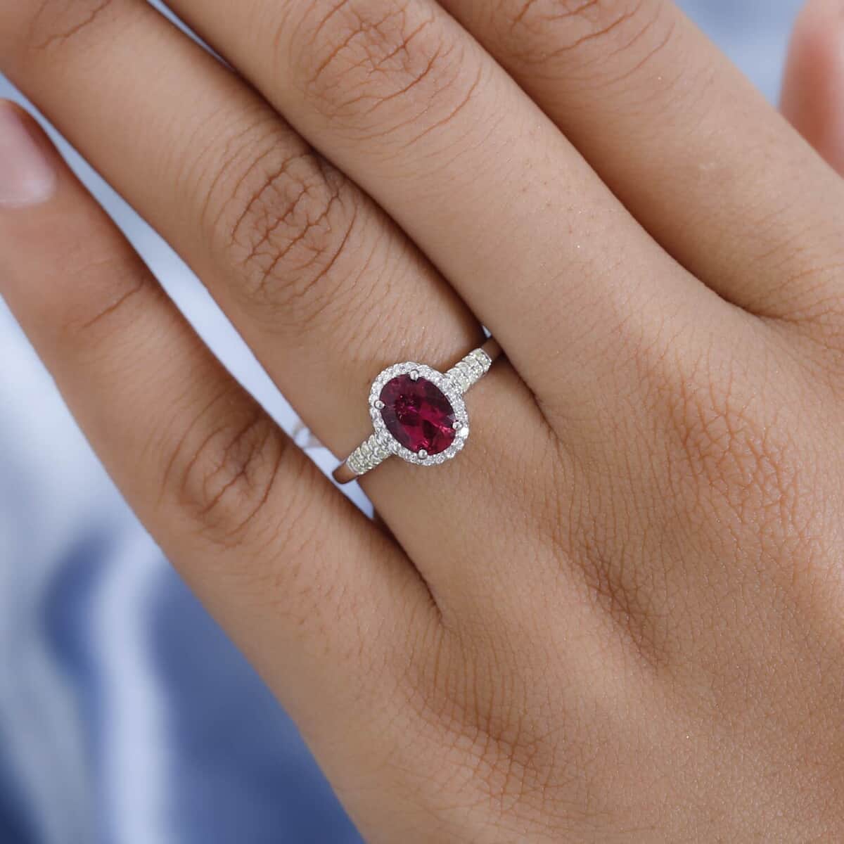 Iliana 18K White Gold AAA Ouro Fino Rubellite and S2 Natural Yellow and White Diamond Ring 5 Grams 1.40 ctw (Del. in 15-20 Days) image number 2