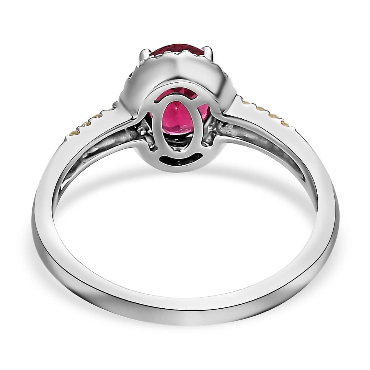 Iliana 18K White Gold AAA Ouro Fino Rubellite and S2 Natural Yellow and White Diamond Ring 5 Grams 1.40 ctw (Del. in 15-20 Days) image number 4